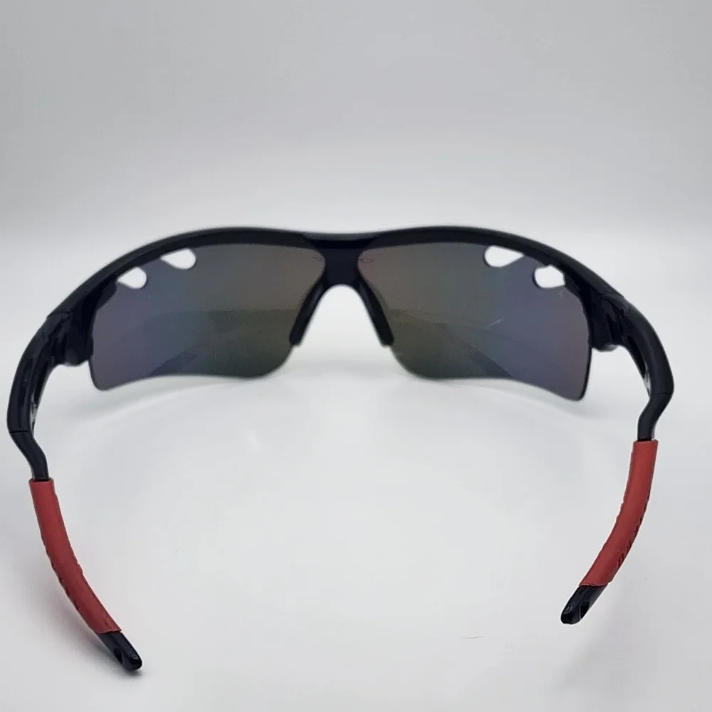 Oakley Radarlock Black & Red Sunglasses, Case, & Dust Bag
